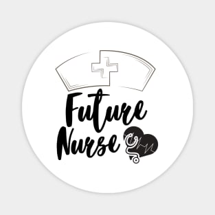 Future Nurse black text design with nurse hat, heart and stethoscope. Magnet